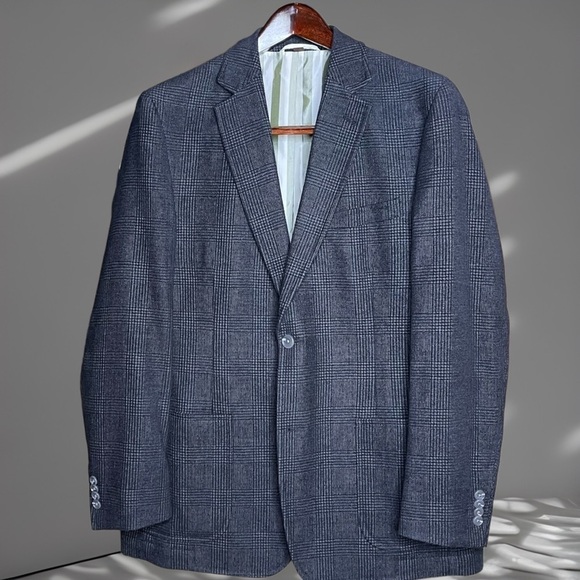 Men’s Charcoal Plaid Bullock & Jones Sport Coat - Size 40R - Picture 1 of 16